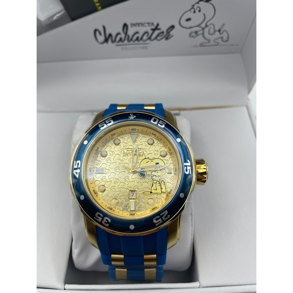 Invicta Character Peanuts Snoopy Limited Edition Gold Blue Watch 24943 New